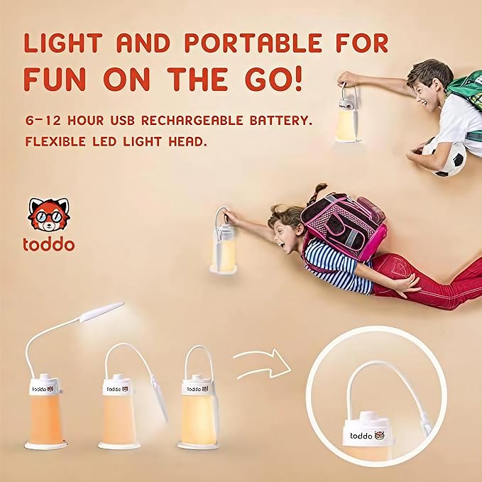 Kids Lantern Book Night Light Lamp for Camping Gear, Kids Reading Light, Toddler Camping NightLight, LED Study Desk Lamp for Students, USB Rechargeable 6-12 Hour Battery for Emergencies Power Outages