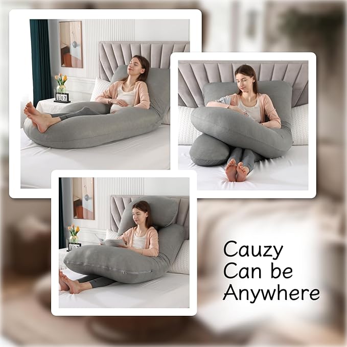 Pregnancy Pillow, Full Body Maternity Pillow 57 inch, with Removable Washable Cover - Sleep Support for Legs, Back, Neck, Shoulder, HIPS, Belly for Pregnent Women (Cooling Cover)