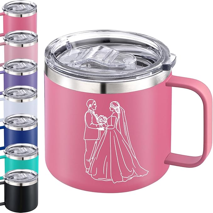 Personalized Mug Cup with Handle 12/14oz Custom Stainless Steel Mugs Customized Name Coffee Tumbler for Women Men Student Family Office Gifts, Portrait