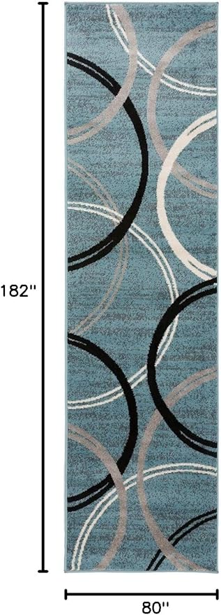 Rugshop Modern Wavy Circles Design Runner Rug 2'7" x 6' Blue