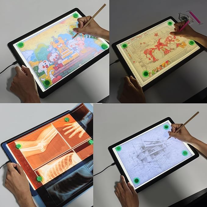 Elice Magnetic A4 Light Board for Diamond Painting, Ultra-Thin Tracing LED Light Box with Side Buttons, Super Bright Diamond Art Light Pad, Light Table for Drawing, Sketching, Weeding Vinyl - Black