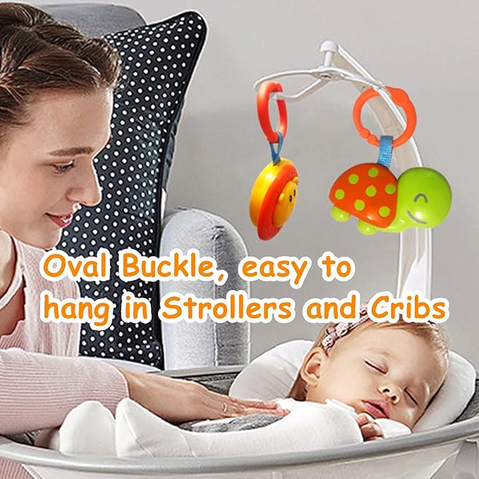 Baby Toys, Cartoon Animal Hanging Rattle Toys, Handbells Baby Rattles, Baby Bed Crib Car Seat Travel Stroller Toys for Infant, Best Birthday Gift for Newborn, 4 Pack