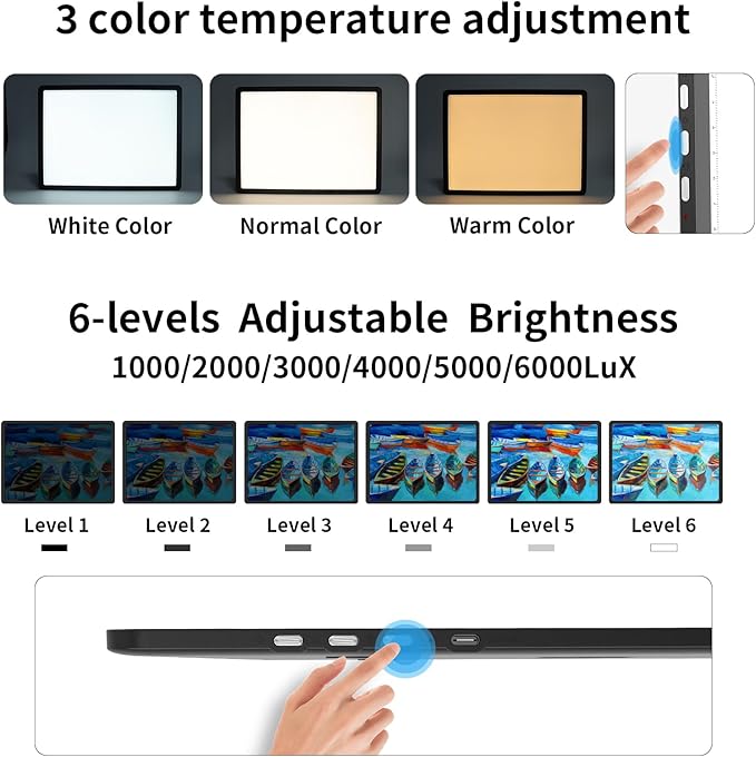 TOHETO A3 Light Board for Diamond Painting, Super Bright Magnetic Light Pad with Side Buttons, Lightbox for Tracing and Drawing, Corded Light Table for Sketching, Animation, Weeding Vinyl (Black)