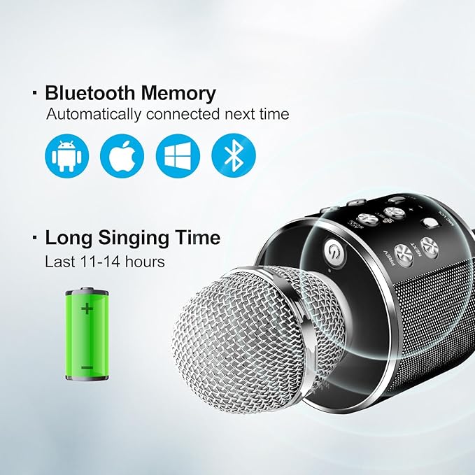 Microphone for Kids, Voice Changing Karaoke Micorphones Boys Girls Gifts for Kids Party Singing Microphone, White Elephant Gift for Adults
