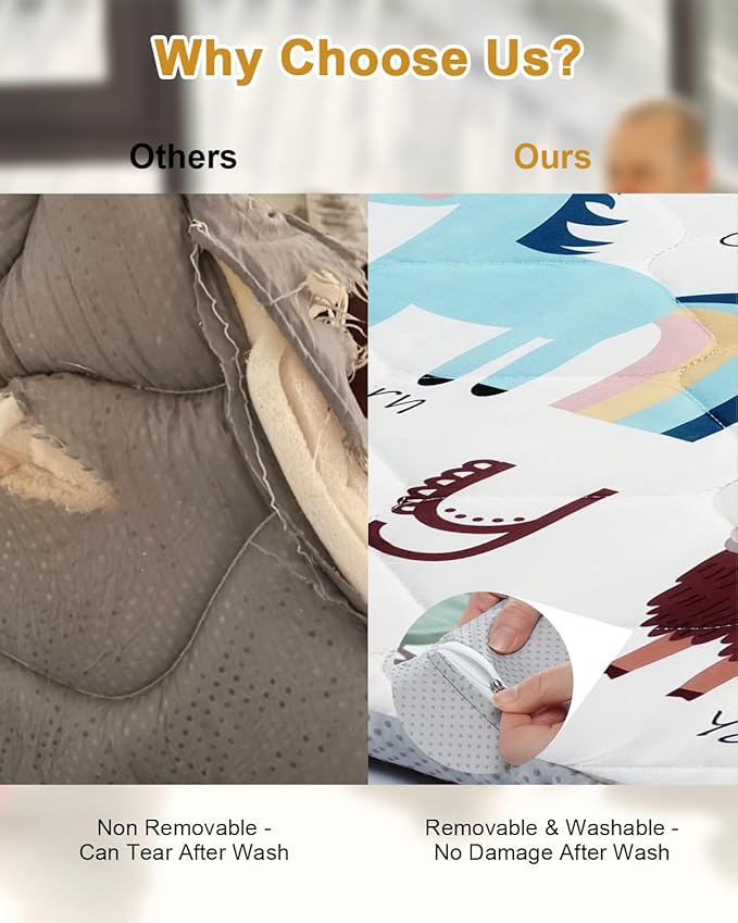 Premium Foam Baby Play Mat 50" x 50" – Removable & Machine Washable Cover, Extra Thick Padding Playpen Mat, Non-Slip Crawling Mat, Easy to Clean for Infants, Toddlers & Babies