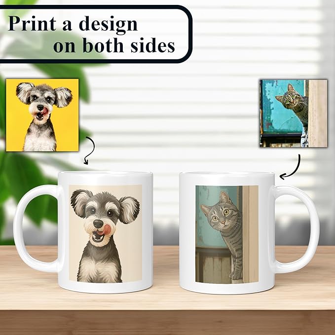 Personalized Coffee Mug, Custom Drawing Portrait Gift, Funny Customized Coffee Gift for Men & Women, Custom Mugs with Pictures, White 11oz Customized Ceramic Tea Cup