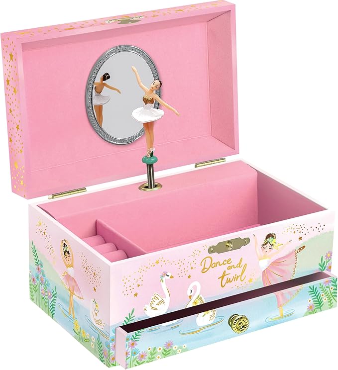 Musical Ballerina Jewelry Box for Girls - Kids Dancing Ballerina Music Box with Mirror, Ballet Gifts for Little Girls, Jewelry Boxes, Childrens Birthday Gift, Ages 3-10