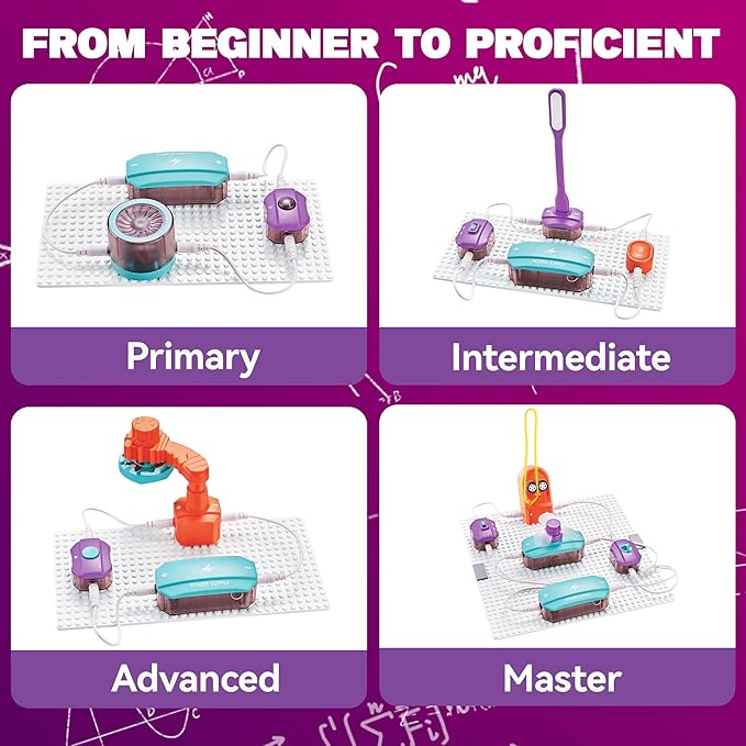 Circuit Board for Kids, SMILESSKIDDO 34 PCS DIY Electronics Exploration Kit with 70+ Projects, Physics Science Experiments Kit, School Family STEM Kits Educational Toy Gift for Kids 6+