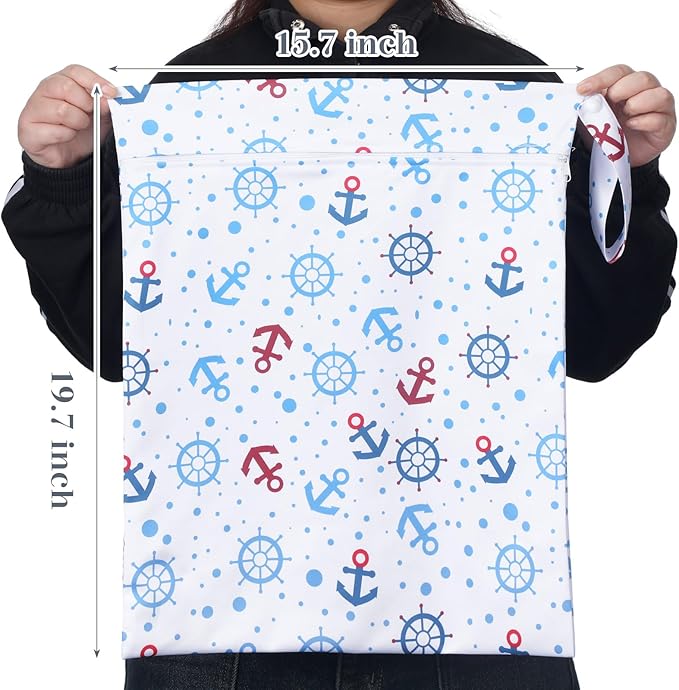 Shappy 2 Pcs Large Travel Laundry Bag Washable Waterproof Wet Dry Large Dirty Clothes Bag Bathing Workout(Navigation)