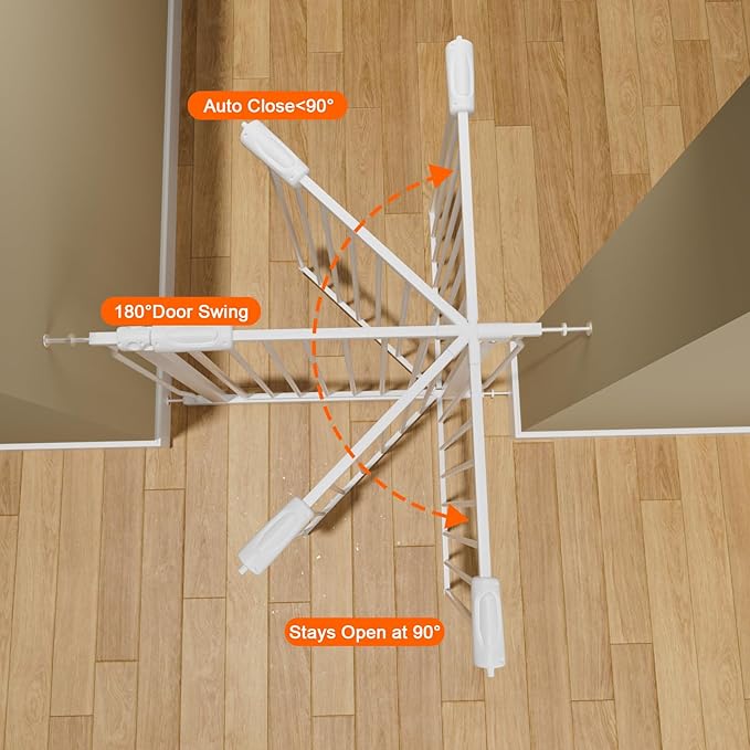 Small Narrow Baby Gate for Stairs Doorways Hallways 24 Inch to 29 Inch Wide Pressure Mounted Baby Gate Walk Through Child Gates for Kids or Pets Indoor Safety Gates