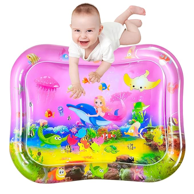 ZHUYNXIR Extra Big Infant Toys, Tummy time Toys, Baby Pink Water Play mat, Fun Early Development Activity Play Center for Newborn,Mermaid Pink 39.5x31.5 in.