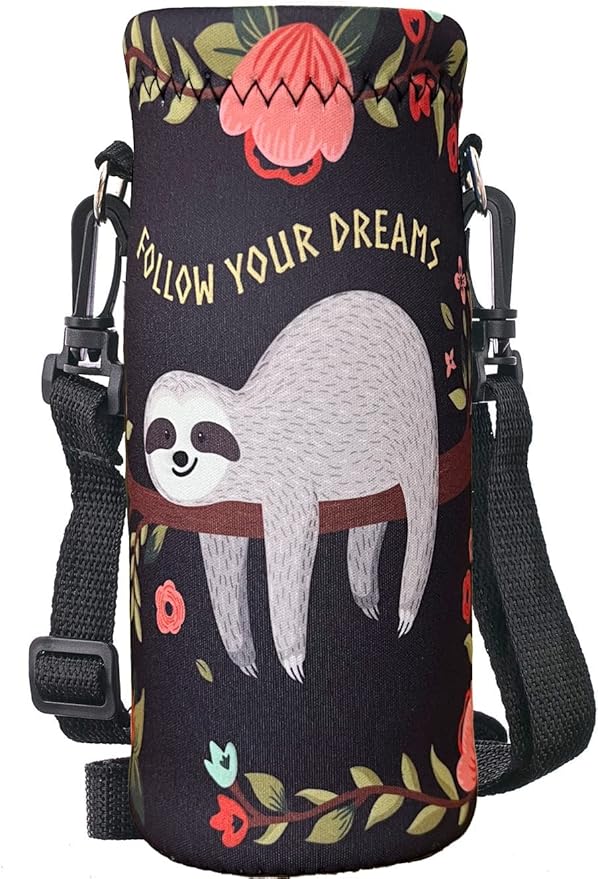 RICHEN Neoprene Water Bottle Carrier Bag with Adjustable Shoulder Strap,Insulated Water Bottle Cover for Stainless Steel/Glass/Plastic Bottles