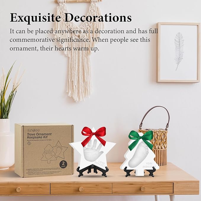 Baby Hand & Footprint Keepsake Kit - Personalized Handprint Footprint Ornament for Newborn Babies, New Mom Gifts, Baby Shower & Registry, Nursery Picture Frame, Pet Paw Print Ornament