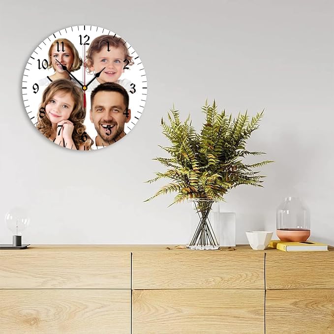 Generic Custom Wall Clock Personalized Clocks with Photo Text Logo Customize Gifts for Kitchen Bathroom Home Creative, 12inch-30cm