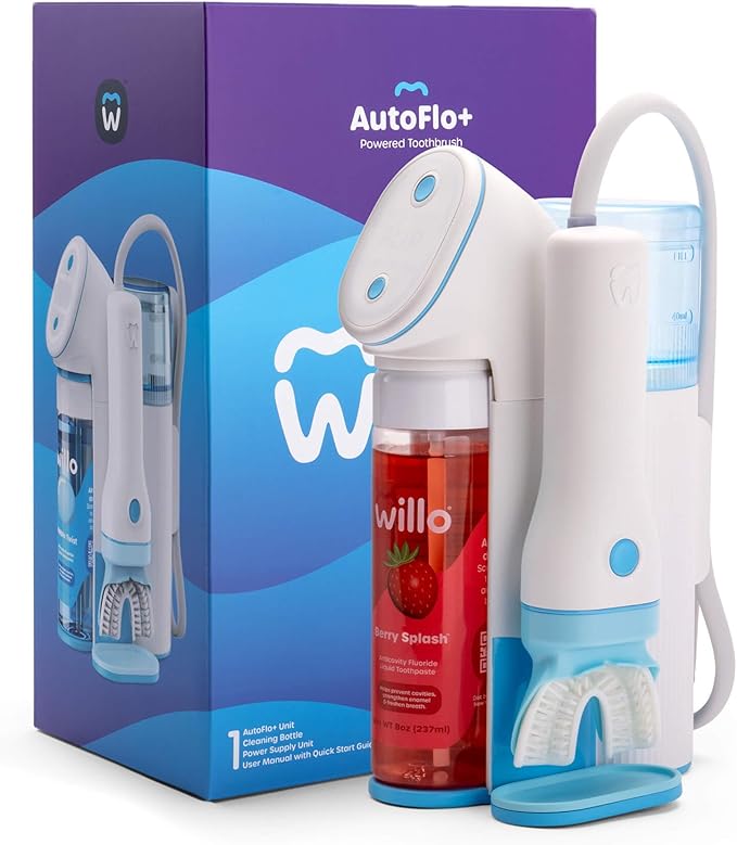 Willo Fully Automatic Kids U-Shaped Electric Toothbrush - 2 Brushing Timers, Deep-Cleans, Consistent Results, Eliminates Brushing Mistakes - Berry Splash (Small - Kids Ages 5-7 Years)
