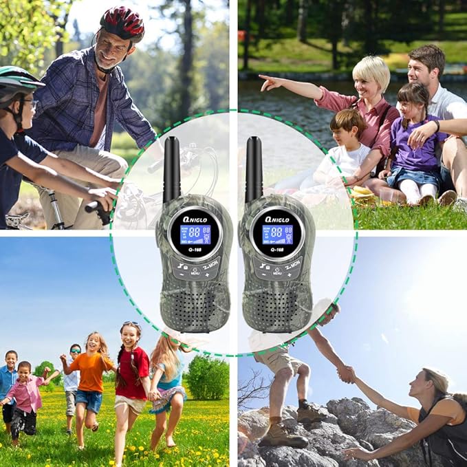 QNIGLO Camping Walkie Talkies for Kids Rechargeable, Camo Kids Walkie Talkies for Boys Girls fit Outdoor Adventure Game Spy Gear Hiking, Army Police Toys for 3 4 5 6-12 Year Old