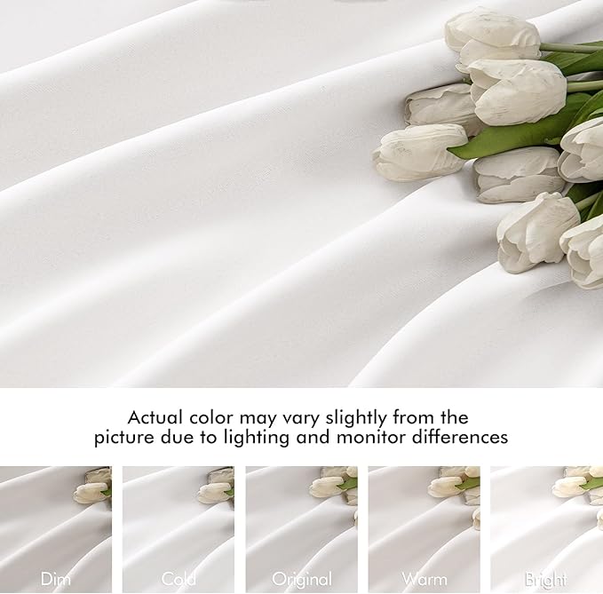 MIULEE Pure White Back Tab Light Blocking Curtains 72 Inch Length 2 Panels Set for Living Room Bedroom Privacy, Rod Pocket/Pinch Pleat Thermal Insulated Room Darkening Pleated Blackout Drapes