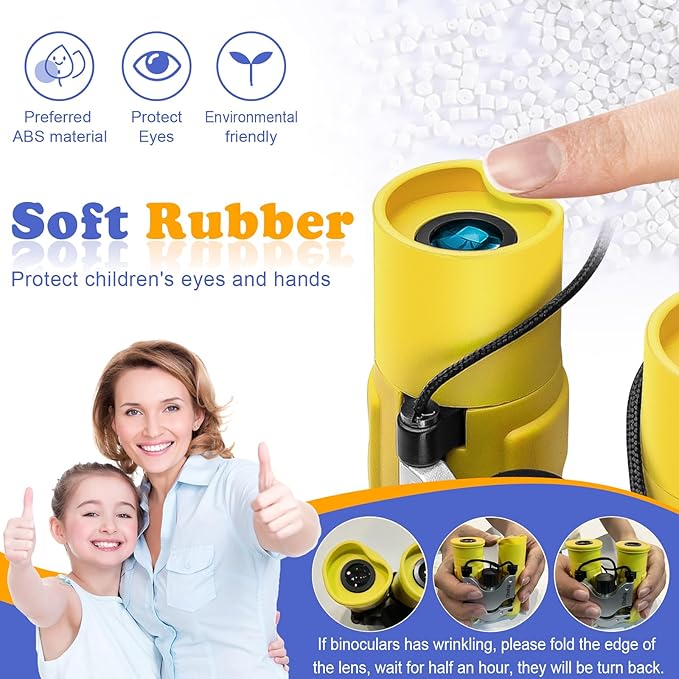 Obuby Real Binoculars for Kids Gifts for 3-12 Years Boys Girls 8x21 High-Resolution Optics Compact Toy Binocular for Bird Watching,Travel, Camping