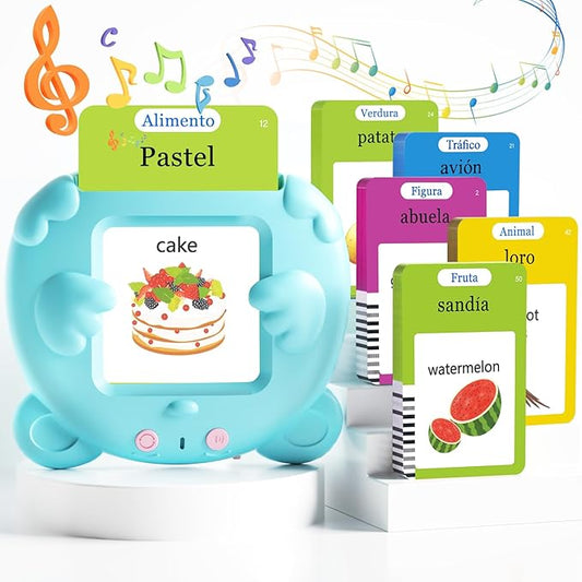 Bilingual Talking Flash Cards for Toddlers, 224 Sight Words Spanish and English Learning Flashcards for Kids, Autism Pocket Speech Therapy Toys, Española Vocabulary