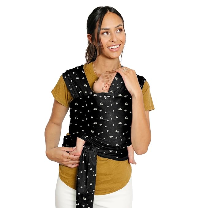 Moby Baby Wrap Carrier Classic for Newborns to Toddlers (8-33lbs), Infant Sling Carrier, Lightweight & Hands Free Design, Adjustable for All Body Types (Desert Daisy)