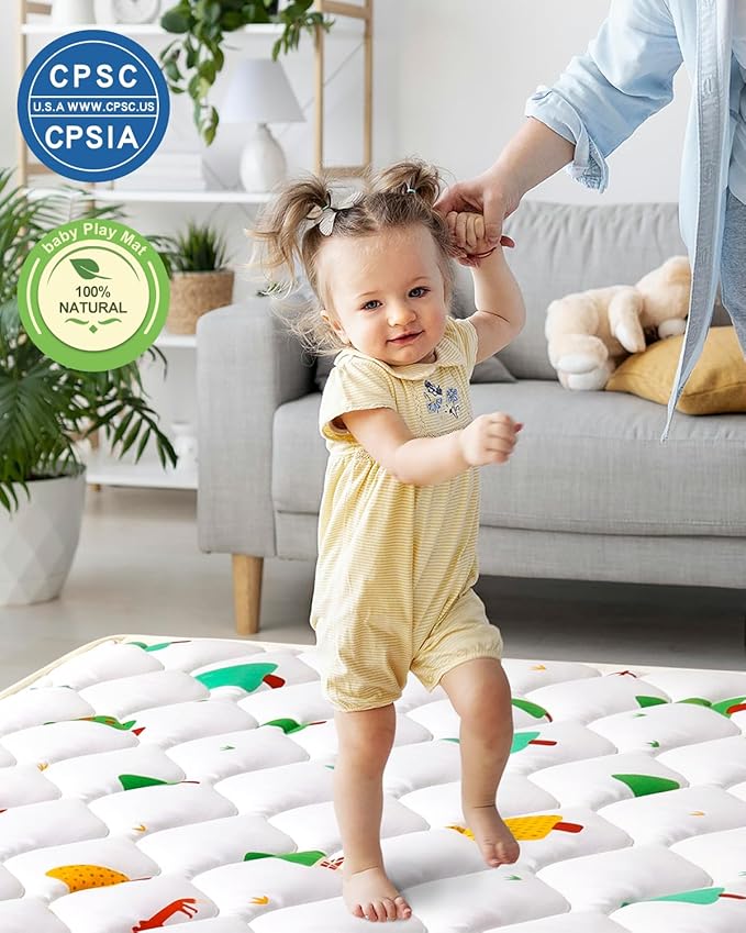 Odorless Premium Foam Baby Play Mat 79" x 59", Soft Microfiber Fabric Crawling Mat for Floor- Comfortable and Hypoallergenic, Non-Slip Cushioned Floor Playpen mat for Infants,Babies,Toddlers