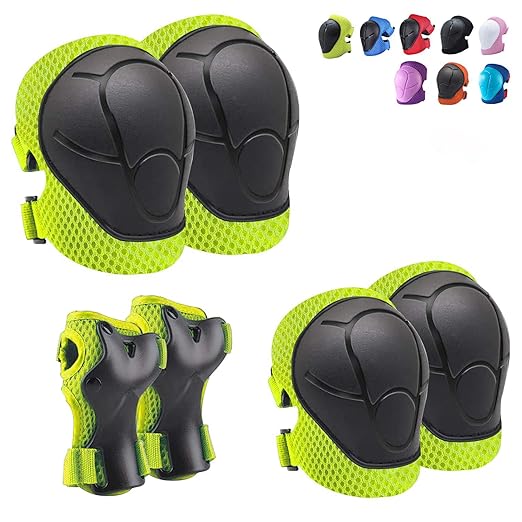 Knee Pads for Kids Knee Pads and Elbow Pads Toddler Protective Gear Set Kids Elbow Pads and Knee Pads for Girls Boys with Wrist Guards 3 in 1 for Skating Cycling Bike Rollerblading Scooter-Green M