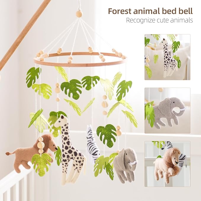 EERKEOD Baby Crib Mobile Baby Nursery Mobile Handmade Felt Forest Animal Mobile for Baby Boys and Girls Woodland Nursery Decor for Infant Bedroom Hanging Gender Neutral Baby Stuff