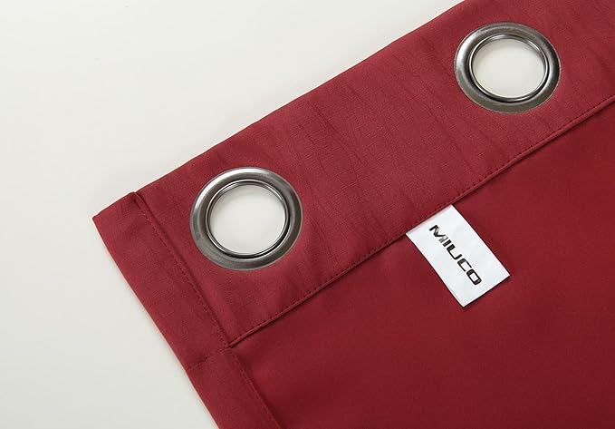 MIUCO Room Darkening Textured Blackout Curtains for Living Room 2 Panels 52x63 Inch Long Burgundy