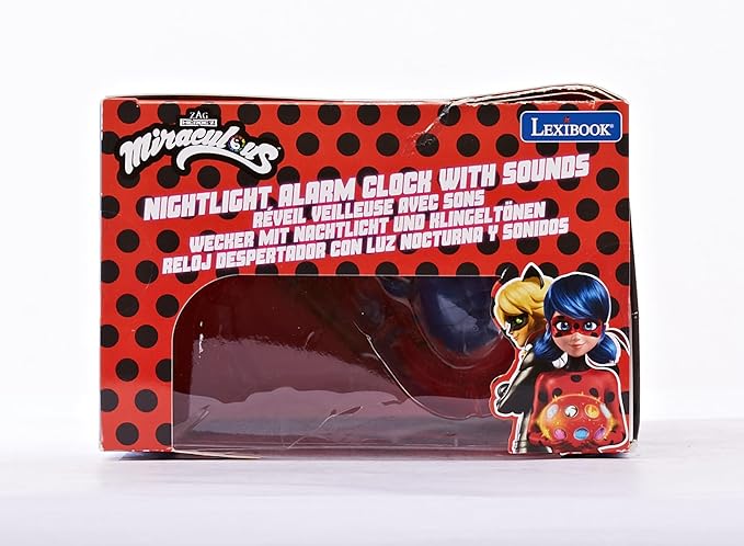 LEXiBOOK - Miraculous Digital Alarm Clock with Night Light Snooze, Clock, Luminous Ladybug, Red Colour - RL800MI