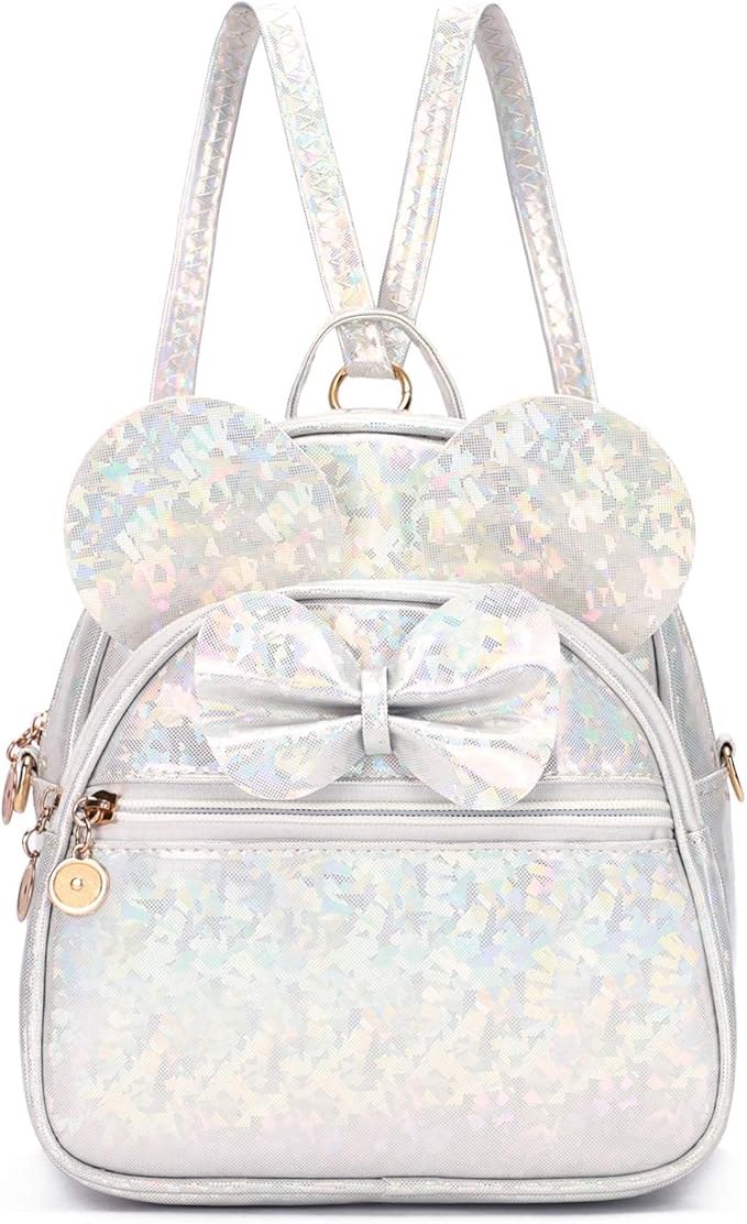 KL928 Girls Bowknot Polka Dot Cute Mini Backpack Small Daypacks Convertible Shoulder Bag Purse for Women