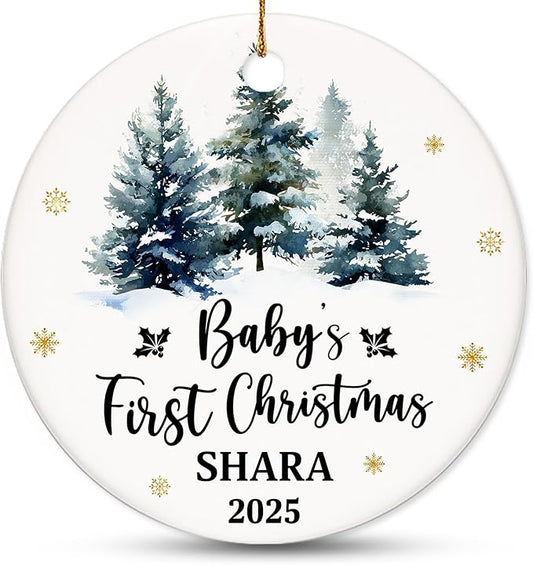 Personalized Baby First Christmas Ornament 2025 - Custom Newborn Keepsake - Sweet Gift for New Parents Mom Dad - Sweet Baby, Boy, Girls, Mom, Dad Holiday Celebration