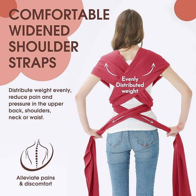 Acrabros Baby Wrap Carrier,Hands Free Baby Carrier Sling,Lightweight,Breathable,Softness,Perfect for Newborn Infants and Babies Shower Gift,Royal Red