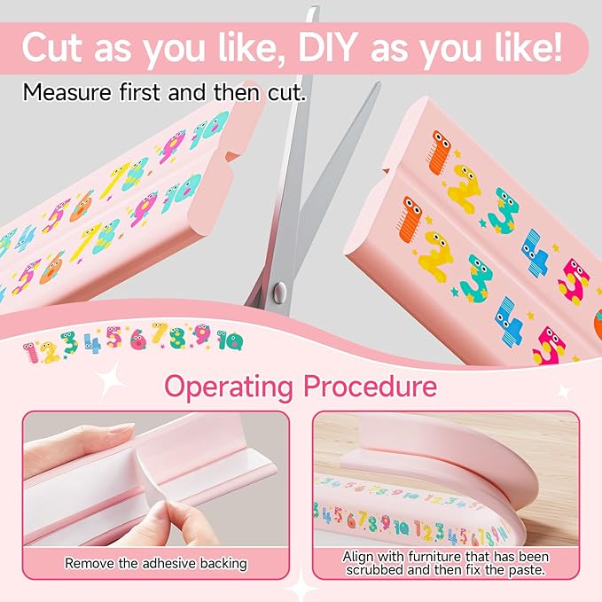 Edge Protector for Baby 6.5ft Soft Protective Foam Cushion Furniture Edge and Corner Guards Baby Child Proofing Cartoon Digital Pattern Odorless Safe for Table,Fireplace,Countertop