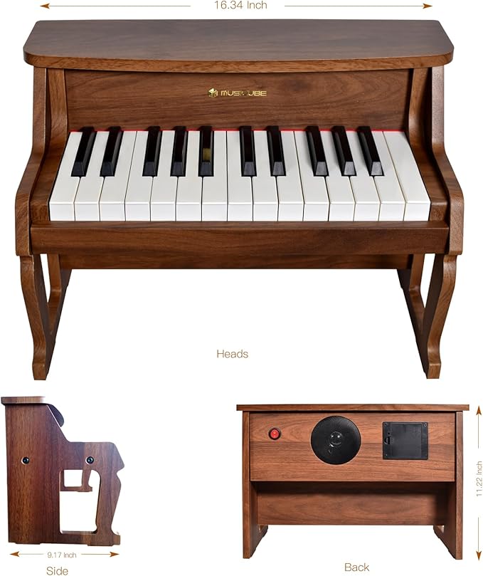 MUSICUBE Piano for Kids 25 Keys Classic Digital Wood Piano Educational Musical Toys for Boys Girls Aged 3+