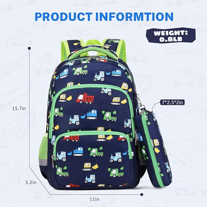 mygreen 3PCS Kids Backpack Set - Waterproof Bookbag with Lunch Box for Boys Ages 3-12, Adorable Cartoon Prints for School & Outdoor Use Grey Dogs