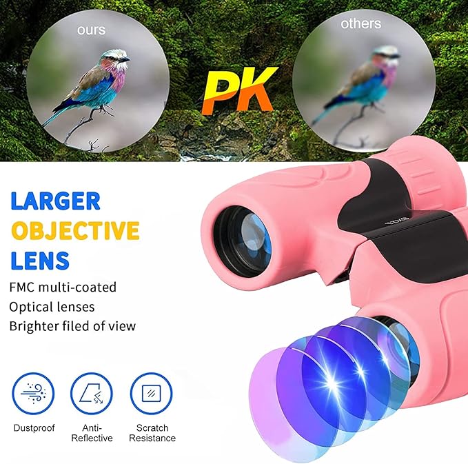 Binoculars for Kids,Compact Kids Binoculars 8x21 High-Resolution for Bird Watching, Camping, Exploration, Hiking, Hunting, Sports Events and Safari Park Gifts for 3-12 Year Boys Girls