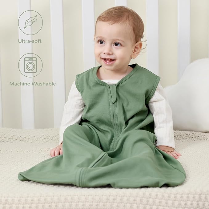 JELLYMONI Baby Sleep Sack 18-24 Months 100% Cotton Wearable Blanket, 0.5 TOG Soft Lightweight Toddler Sleeping Sack 3 Pack 2-Way Zipper Newborn Sleep Sacks