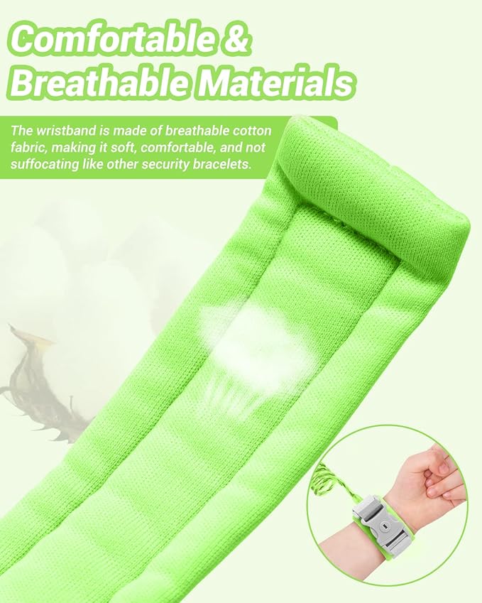 Dr.meter Anti Lost Wrist Link, 2 Pack Toddler Safety Leash with Key Lock, Reflective Child Walking Harness - Dual 8.2ft Length Blue & Green Kids Leash for Supermarket Mall Airport Amusement Park Zoo