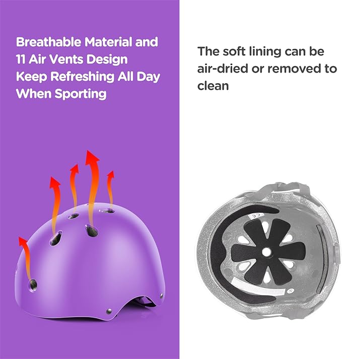 DaCool Kids Bike Helmet Set Skateboard Knee Pads - Kids Helmet Elbow Pads Wrist Guards Adjustable for 3~10yrs Girl Boy Kids Protective Gear Set for Sport Cycling Bike Roller Skating Scooter