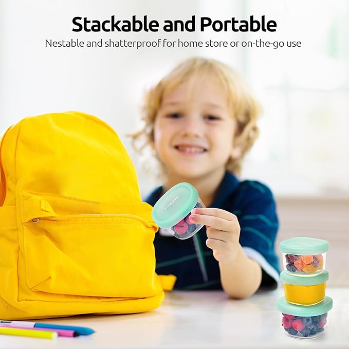 U-Taste 3oz 6oz Small Storage Containers: Food Grade Liquid-Silicone Freezer Box with Airtight Lid, Microwave Safe with Clear Measurements, Reusable for Meal Prepping Portion (Set of 4, Aqua Sky)