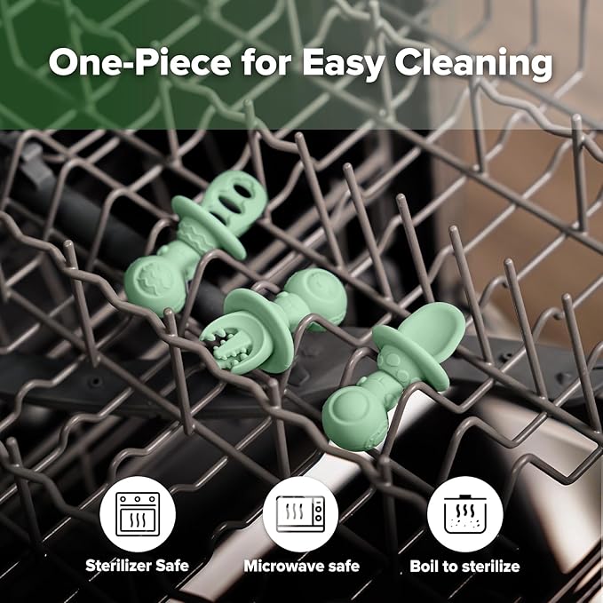 Haakaa Silicone Baby Spoons Self Feeding 6 Months – Baby Utensils with Anti-Choke Astronaut Handle, Easy-Grip, Gum-Friendly, Durable & Safe – Baby Spoons for BLW & First Stage Feeding