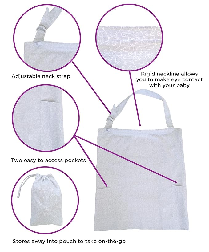 LK Baby Nursing Cover for Breastfeeding Privacy EXTRA WIDE for Full Coverage - Breathable 100% Cotton, Stylish and - AZO Free