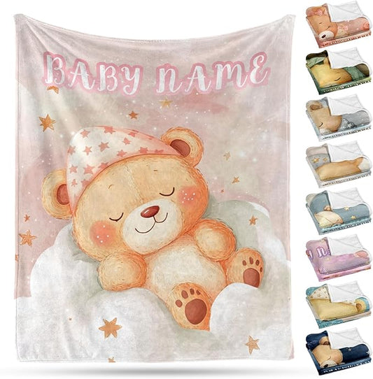 Ship Next Day, Personalized Baby Blanket – Printed in USA, Custom Baby Blanket for Boys & Girls, Baby Blanket with Name, Baby Shower, Easter, Christmas, Birthday Newborn & Toddler Gifts, Baby Gifts