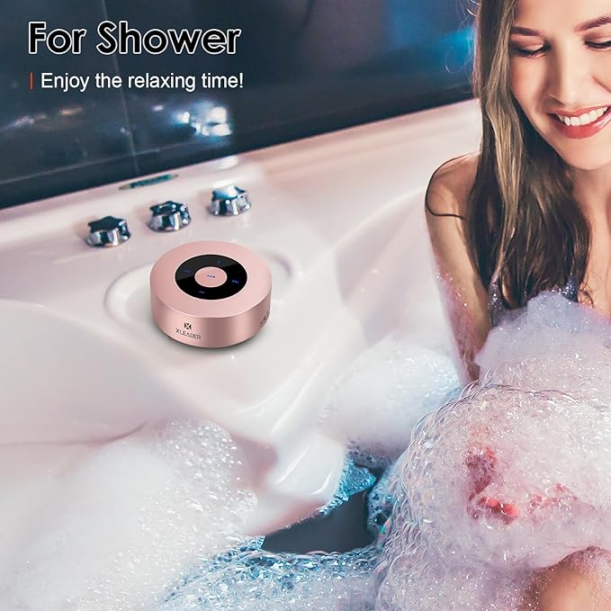 XLEADER Mini Bluetooth Speaker (Travel Case Provided) HD Sound&Rich Bass, Touch Design, 12-15H Playtime, Support Aux Input, Micro SD, Mic, for iPhone Laptop Shower Office, Ideal Gifts, Pink Rose Gold