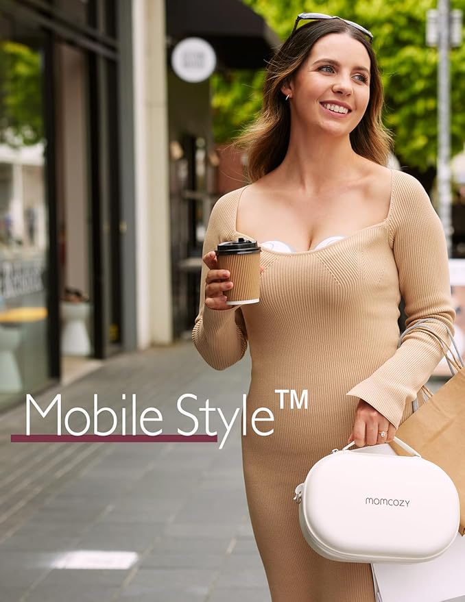 Momcozy Breast Pump Hands Free Mobile Style | M6, Wearable Breastfeeding Pump Ideal Rhythm for More Milk, DoubleFit Flange More Fit & Discreet with 3 Modes & 9 Levels, 24mm - 1 Pack Quill Gray