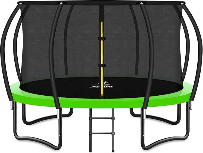 Trampoline 8FT 10FT 12FT 14FT 16FT, Recreational Trampolines with Enclosure Net and Ladder, Outdoor Anti-Rust Trampolines for Kids and Adults, ASTM Approved