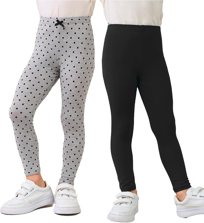 Toddler Girls Leggings 2-Pack Bamboo Viscose Little Girls Casual Stretch Pants