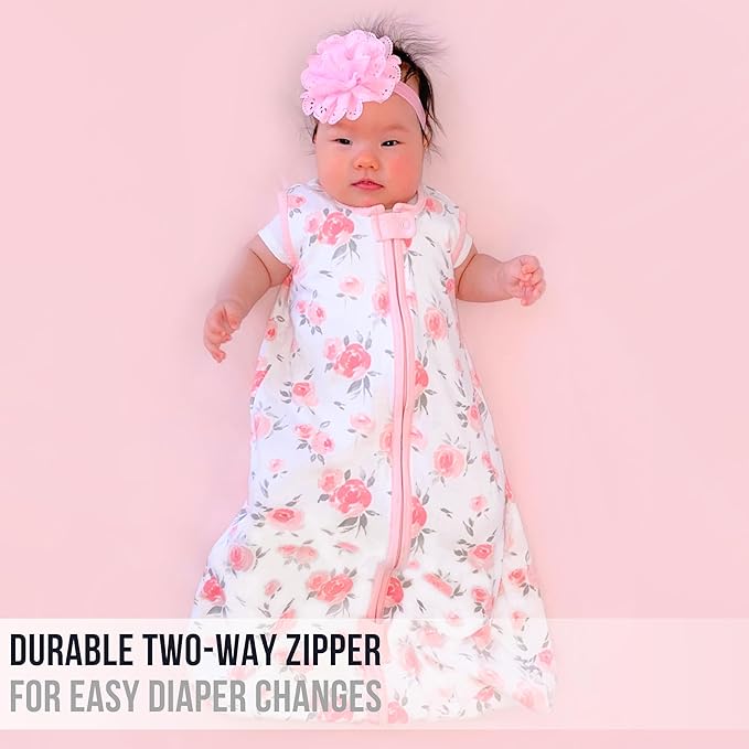 Baby Sleep Sack 1.0 TOG, Organic Cotton Baby Wearable Blanket with Two-Way Zipper, Swaddle Transition Baby Sleeping Bag, All-Season Sleep Sack for Newborn Infant Toddler Boy Girl, 2-Pack, 12-18 Month