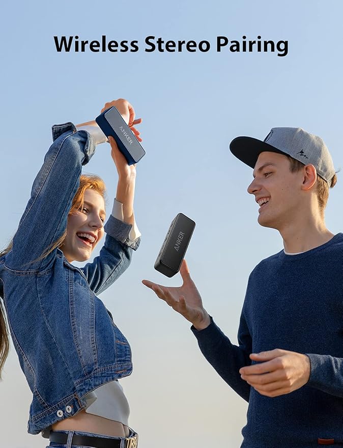 Anker Soundcore 2, 12W Dual-Driver, Portable Bluetooth Speakers for Daily Use, and Wireless, 24-Hour Playtime, IPX7 Water Resistant, Built in Mic, 66 ft Bluetooth Range- Navy Blue