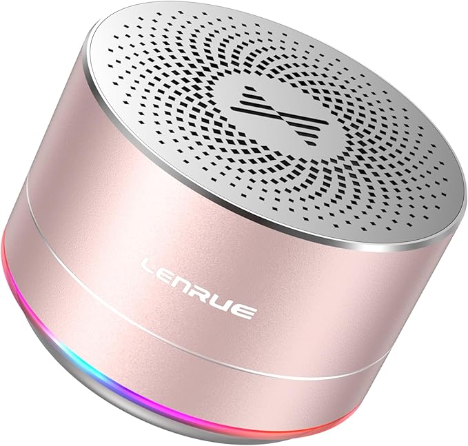 LENRUE Portable Wireless Bluetooth Speaker with Built-in-Mic,Handsfree Call,AUX Line,HD Sound and Bass for iPhone Ipad Android Smartphone and More (Pink+case)